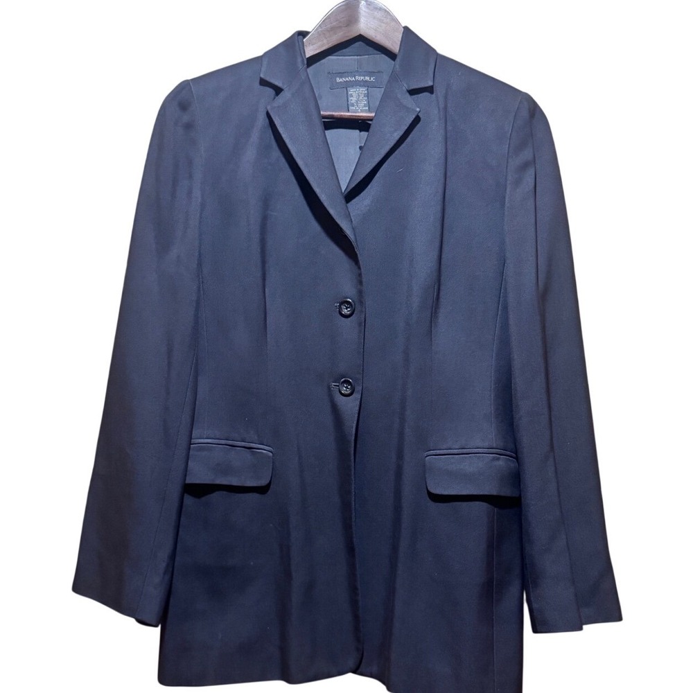 Banana Republic Womens Black Silk Blend Blazer Jacket Size 4‎